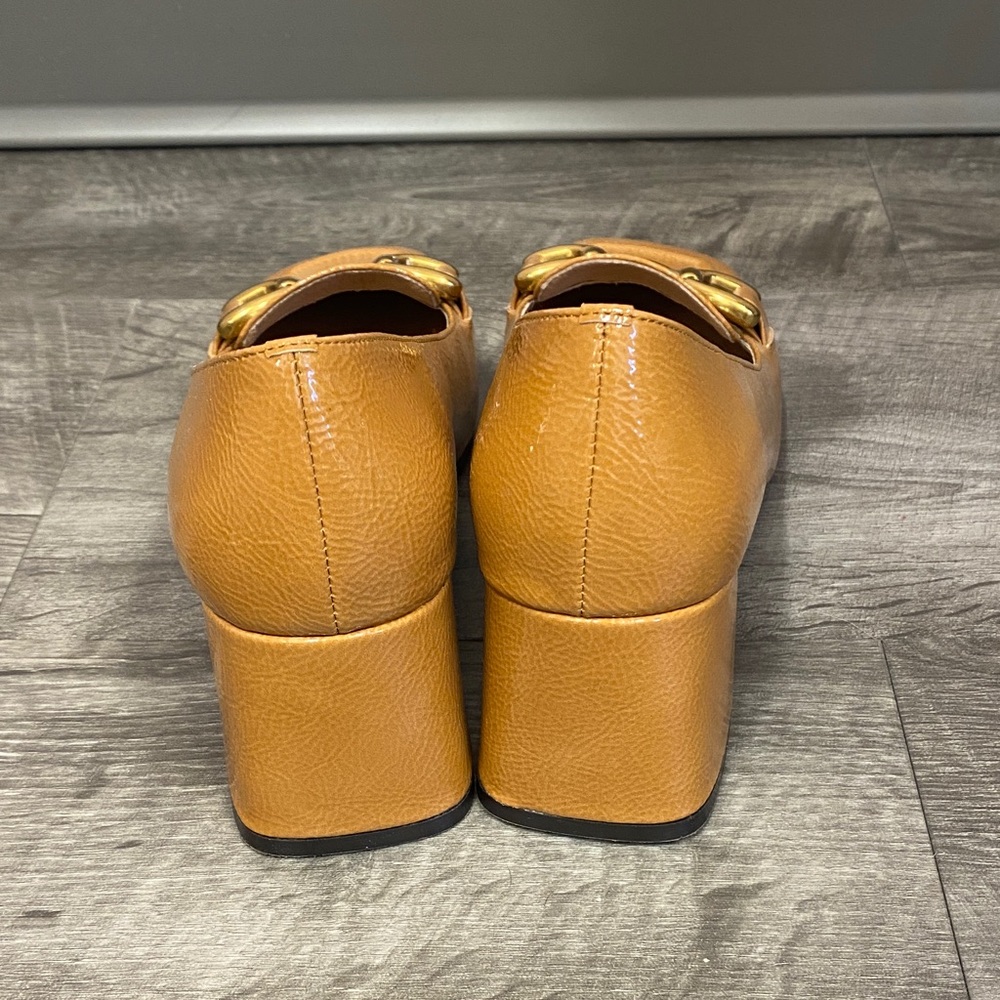 Women's Tan Block Heel Loafers - Picture 3 of 6